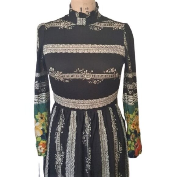 🌻 host pick Vintage 70s maxi boho high waist dress made in England - Picture 2 of 15